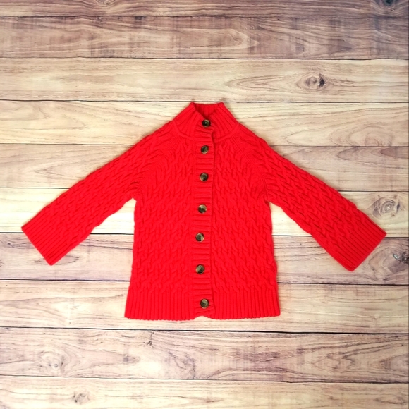 Liz Claiborne Sweaters - Liz Claiborne Red Cable Knit Cardigan Sweater Size Medium